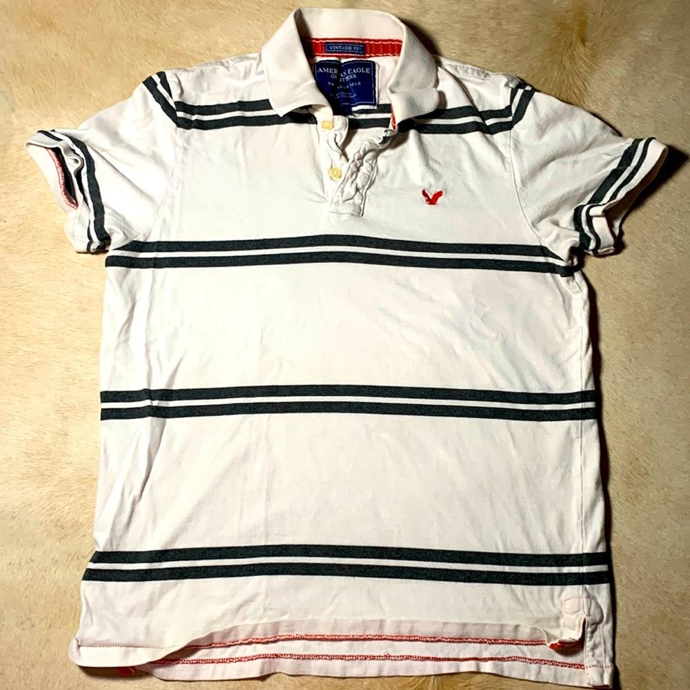 Mens AMERICAN EAGLE OUTFITTERS Vintage fit “EAGLE POLO” Striped T-Shirt